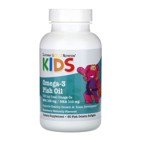 California Gold Nutrition, Kid’s Omega-3 Fish Oil, Natural Strawberry, 60 Fish Gelatin Softgels in Pakistan