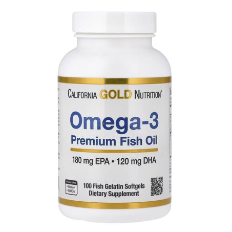 California Gold Nutrition, Omega-3 Premium Fish Oil, 180 mg, 100 Fish Gelatin Softgels in Pakistan