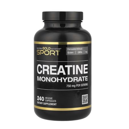 California Gold Nutrition, Sport, Pure Creatine Monohydrate, 750 mg, 240 Veggie Capsules in Pakistan