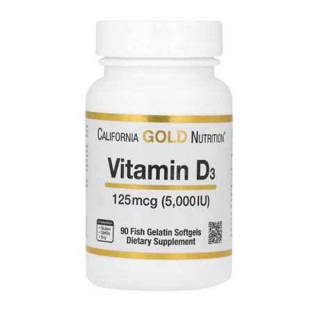 California Gold Nutrition, Vitamin D3, 125 mcg (5,000 IU), 90 Fish Gelatin Softgels in Pakistan