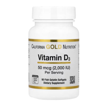 California Gold Nutrition, Vitamin D3, 50 mcg (2,000 IU), 90 Fish Gelatin Softgels in Pakistan