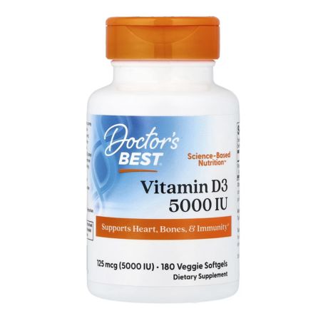Doctor's Best, Vitamin D3, 125 mcg (5,000 IU), 180 Veggie Softgels in Pakistan