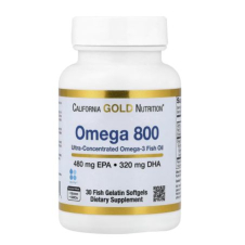 California Gold Nutrition, Omega 800 Ultra-Concentrated Omega-3 Fish Oil, 480 mg, EPA - 320 mg DHA 30 Fish Gelatin Softgels in Pakistan