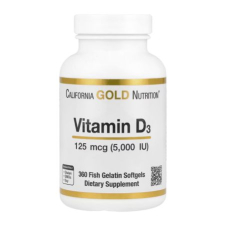 California Gold Nutrition, Vitamin D3, 125 mcg (5,000 IU), 360 Fish Gelatin Softgels in Pakistan